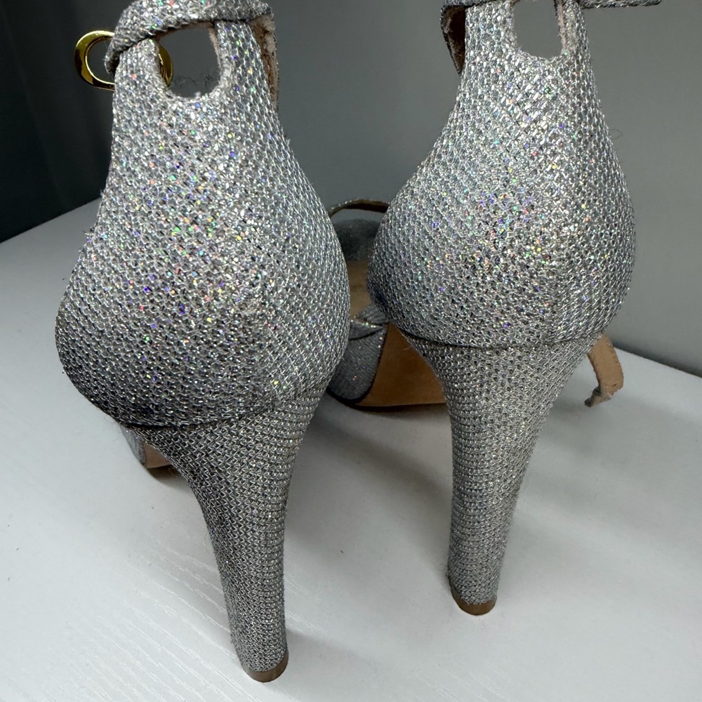 $575 Stuart Weitzman Disco Platform Sandals Silve… - image 5